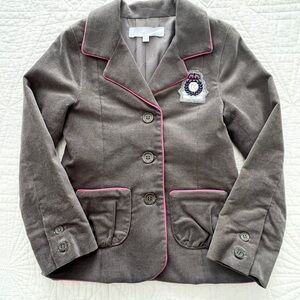 Tartine et Chocolate Kids Grey Blazer with Pink Trim